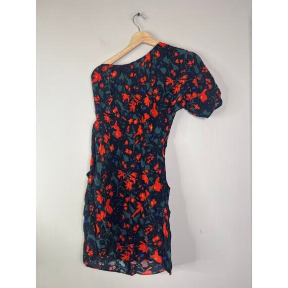 NWT Apiece Apart Palma One Shoulder Puff Sleeve Floral Mini Dress Multi Color - Picture 7 of 8